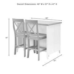 Crosley Silvia Stainless Steel Top Kitchen Island W/x-Back Stools - KF30083WH-GY - The Home Selection