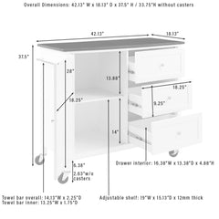 Crosley Soren Granite Top Kitchen Island/cart - KF30090BG-WH - The Home Selection