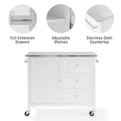 Crosley Soren Stainless Steel Top Kitchen Island/cart - KF30090SS-WH - The Home Selection