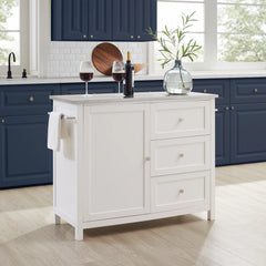 Crosley Soren Stainless Steel Top Kitchen Island/cart - KF30090SS-WH - The Home Selection