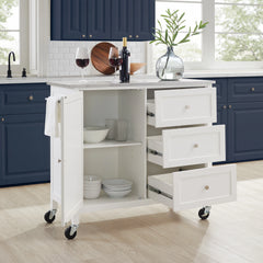 Crosley Soren Stainless Steel Top Kitchen Island/cart - KF30090SS-WH - The Home Selection