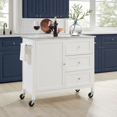 Crosley Soren Stainless Steel Top Kitchen Island/cart - KF30090SS-WH - The Home Selection