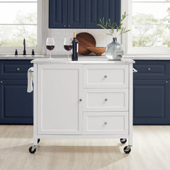 Crosley Soren Stainless Steel Top Kitchen Island/cart - KF30090SS-WH - The Home Selection