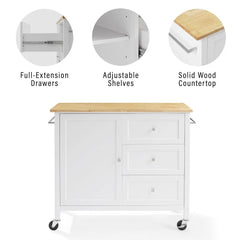Crosley Soren Wood Top Kitchen Island/cart - KF30090NA-WH - The Home Selection