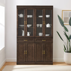 Crosley Stanton 2pc Glass Door Kitchen Storage Pantry Cabinet Set - KF33034CO - The Home Selection