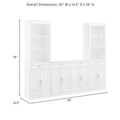 Crosley Stanton 3-piece Sideboard And Storage Bookcase Set - KF33039WH - The Home Selection