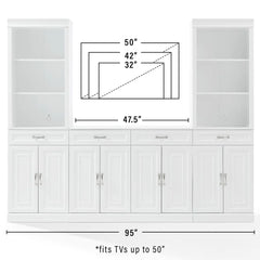 Crosley Stanton 3-piece Sideboard And Storage Bookcase Set - KF33039WH - The Home Selection
