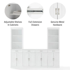 Crosley Stanton 3-piece Sideboard And Storage Bookcase Set - KF33039WH - The Home Selection