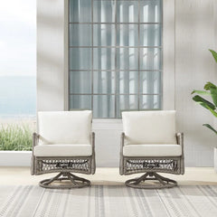 Crosley Thatcher 2pc Wicker Swivel Rocker Outdoor Chair Set - KO70435DW-CR - The Home Selection