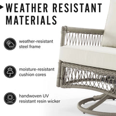Crosley Thatcher 2pc Wicker Swivel Rocker Outdoor Chair Set - KO70435DW-CR - The Home Selection