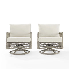 Crosley Thatcher 2pc Wicker Swivel Rocker Outdoor Chair Set - KO70435DW-CR - The Home Selection