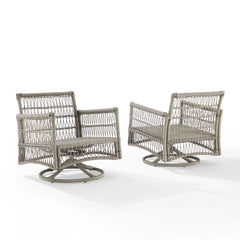 Crosley Thatcher 2pc Wicker Swivel Rocker Outdoor Chair Set - KO70435DW-CR - The Home Selection