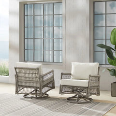 Crosley Thatcher 2pc Wicker Swivel Rocker Outdoor Chair Set - KO70435DW-CR - The Home Selection