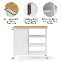 Crosley Tristan Open Kitchen Island/cart - CF3035NA-WH - The Home Selection