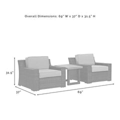 Dropping Crosley Beaufort 69 Inch 3pc Outdoor Wicker Chair Set Mist - KO70124BR-MI - The Home Selection