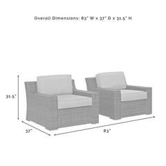 Dropping Crosley Beaufort 83 Inch 2pc Outdoor Wicker Chair Set Mist - KO70100BR - The Home Selection