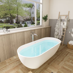 Altair Ryder 59" x 30" Solid Surface Soaking Bathtub with Integrated Overflow - 53360-BAT