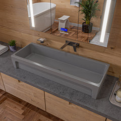 Alfi 48" Grey Matte Above Mount Fireclay Bathroom Trough Sink - Gray Matte