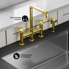 Swiss Madison Avallon Pro Widespread Kitchen Faucet with Side Sprayer SM-KF79 - The Home Selection