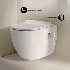 Swiss Madison Well Made Forever SM-WK450-01C - Ivy Wall Hung Elongated Toilet Bundle, Glossy White - SM-WK450-01C - The Home Selection