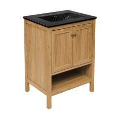 Swiss Madison Chateau 24" Freestanding Bathroom Vanity in Golden Oak with Black 3-Hole Centerset Sink Top - SM-BV240-3MB