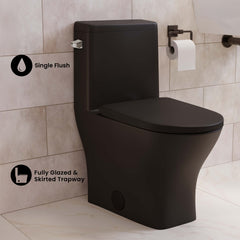 Swiss Madison Sublime II One-Piece 12" Rough-in 1.28 GPF Left Flush Round Compact Toilet in Matte Black - SM-1T260MB