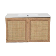 Swiss Madison Classe 36 Wall Hung Bathroom Vanity With Black Ceramic Sink Top - SM-BV667