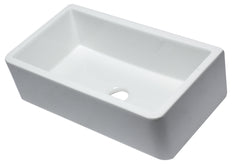 Alfi 33  White Smooth Apron Solid Thick Wall Fireclay Single Bowl Farm Sink - AB3318SB-W