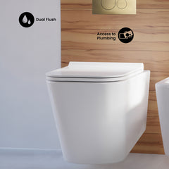 Swiss Madison Concorde Wall-Hung Toilet Bundle 0.8/1.6 GPF Dual Flush with Brass Flush Plate - SM-WT0202
