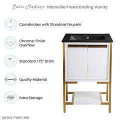Swiss Madison Marseille 24 Bathroom Vanity in White - SM-BV217WBG - The Home Selection