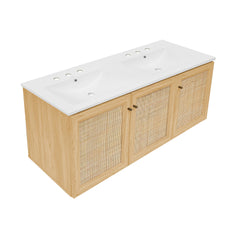 Swiss Madison Classe 48" Wall-Mounted Bathroom Vanity with 3-Hole Widespread Double Basin Sink Top - SM-BV2807