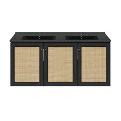Swiss Madison Classe 48" Wall-Mounted Bathroom Vanity with Black 3-Hole Widespread Double Basin Sink Top - SM-BV2807