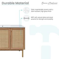 Swiss Madison Classe 48" Freestanding Bathroom Vanity in Golden Oak with Sink Top - SM-BV665