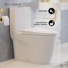 Swiss Madison St. Tropez Two-Piece 12" Rough-in 1.1/1.6 GPF Dual Top Flush Elongated Toilet - SM-2T254