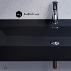 Swiss Madison Claire 40” Rectangle Wall-Mount Bathroom Sink in Matte Black - SM-WS335MB - The Home Selection