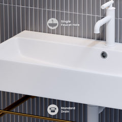 Swiss Madison Carre 36" Ceramic Console Sink White Basin Brushed Gold Legs - SM-CS723BG - The Home Selection
