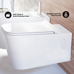 Swiss Madison Concorde Wall-Hung Toilet Bundle 0.8/1.6 GPF Dual Flush with White Flush Plate - SM-WT0201