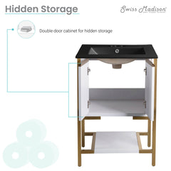 Swiss Madison Marseille 24 Bathroom Vanity in White - SM-BV217WBG - The Home Selection