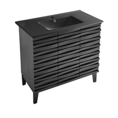 Swiss Madison Cascade 36 in. Bathroom Vanity With Black Ceramic Sink Top- SM-BV471B-C - The Home Selection