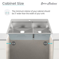 Swiss Madison Ravi Dual Basin 33 x 22 Topmount Kitchen Workstation Sink - SM-KT778 - The Home Selection