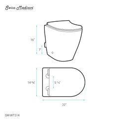 Swiss Madison St. Tropez Back to Wall Concealed Tank Toilet Bowl Bundle in Glossy White - SM-WK514-01C