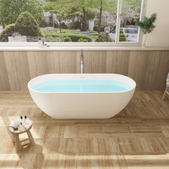 Altair Ryder 59" x 30" Solid Surface Soaking Bathtub with Integrated Overflow - 53360-BAT