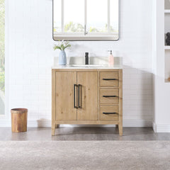 Altair Laurel Bathroom Cabinet Vanity Base in Weathered Fir without Top and Sink, No Mirror