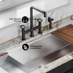 Swiss Madison Avallon Pro Widespread Kitchen Faucet with Side Sprayer SM-KF79 - The Home Selection