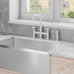 Swiss Madison Avallon Pro Widespread Kitchen Faucet with Side Sprayer SM-KF79 - The Home Selection