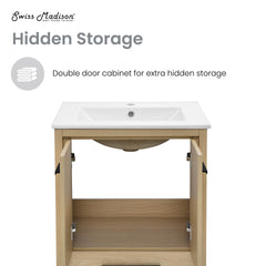 Swiss Madison Virage 24 in. Brown Oak Bathroom Vanity With Ceramic Sink Top - SM-BV730LK - The Home Selection
