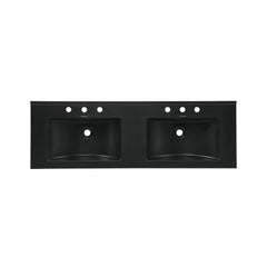 Swiss Madison 48" 3-Hole Widespread Double Basin Vanity Sink Top in Glossy Black - SM-VT0017GB