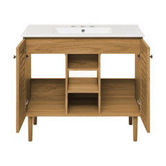 Swiss Madison Bron 36" Freestanding Bathroom Vanity in Golden Oak with 3-Hole Widespread Sink Top - SM-BV374-3