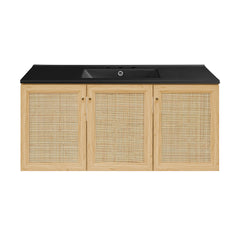 Swiss Madison Classe 48" Wall-Mounted Bathroom Vanity with Black 3-Hole Widespread Sink Top - SM-BV2807