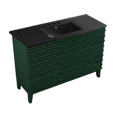 Swiss Madison Cascade 48" Freestanding Bathroom Vanity in Green Oak with Black 3-Hole Widespread Sink Top - SM-BV557GA-3WMB